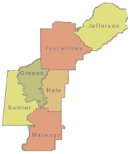 Core County Coverage Map for Alabama